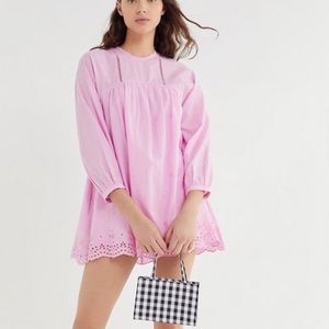 Urban Outfitters UO Pink Eyelet Babydoll Romper